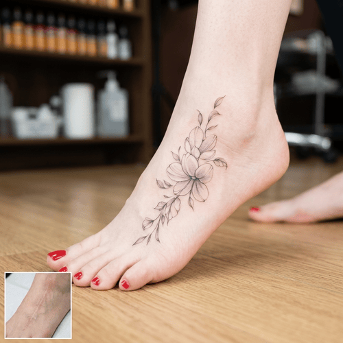hình xăm che sẹo ở bàn chân