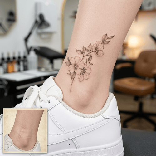 hình xăm che sẹo ở cổ chân