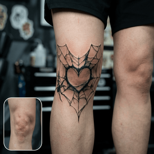 hình xăm che sẹo ở đầu gối cho nam