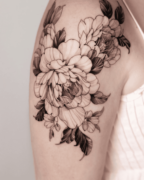 Hình Xăm Hoa Mẫu Đơn Tỉa - Tinh xảo và nghệ thuật.