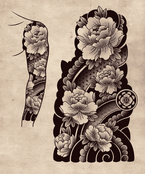 Hình Xăm Hoa Mẫu Đơn Cánh Tay Nam - Mạnh mẽ và cuốn hút.