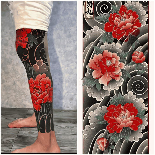 Hình Xăm Hoa Mẫu Đơn Full Chân - Tuyệt tác nghệ thuật trên cơ thể.