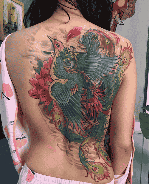 Hình Xăm Phượng Hoàng Và Hoa Mẫu Đơn - Tái sinh và thịnh vượng.