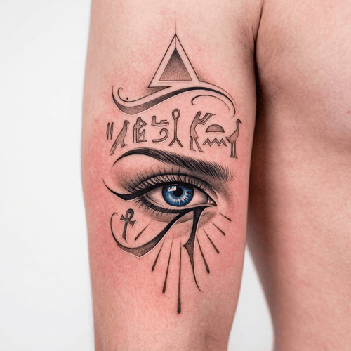 hình xăm mắt Ai Cập cổ đại phong cách blackwork