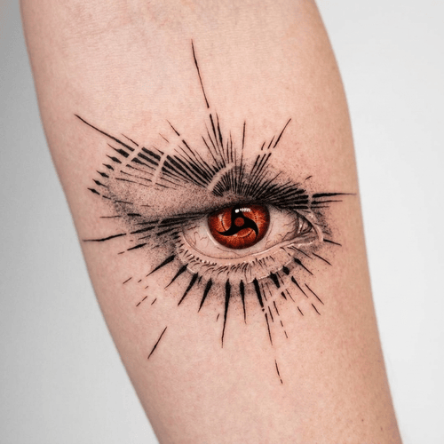 hình xăm mắt Sharingan Naruto anime phong cách