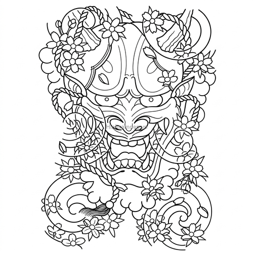 Khung hình xăm mặt quỷ full lưng chuẩn stencil cho thợ xăm