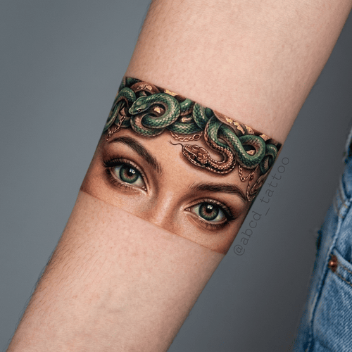 hình xăm medusa đôi mắt 3D cực đẹp