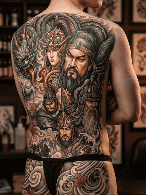 hinh_xam_ngu_ho_tuong_full_lung_phong_cach_black_and_grey_ket_hop_rong_may_va_thanh_co