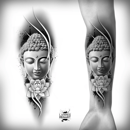 Hình xăm phật như lai đại nhật: Tượng trưng cho chân lý tối thượng, ánh sáng trí tuệ chiếu soi khắp pháp giới và sự thức tỉnh hoàn toàn.