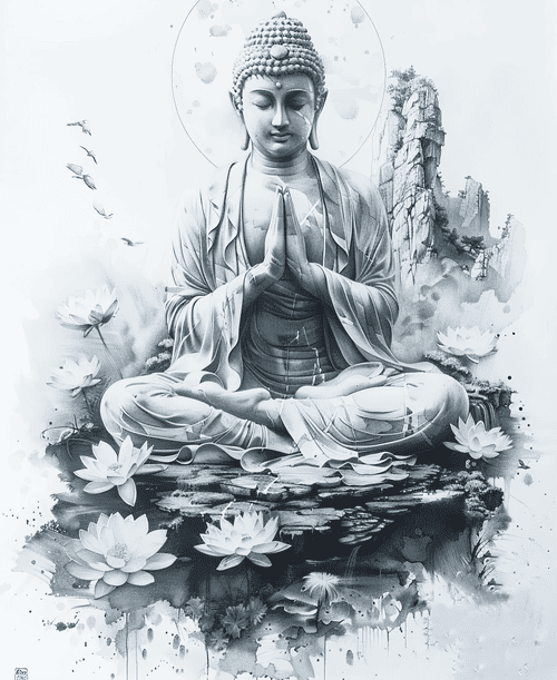 Hình xăm phật chấp tay: Tượng trưng cho sự bình an nội tâm, lòng từ bi và tâm cầu nguyện.