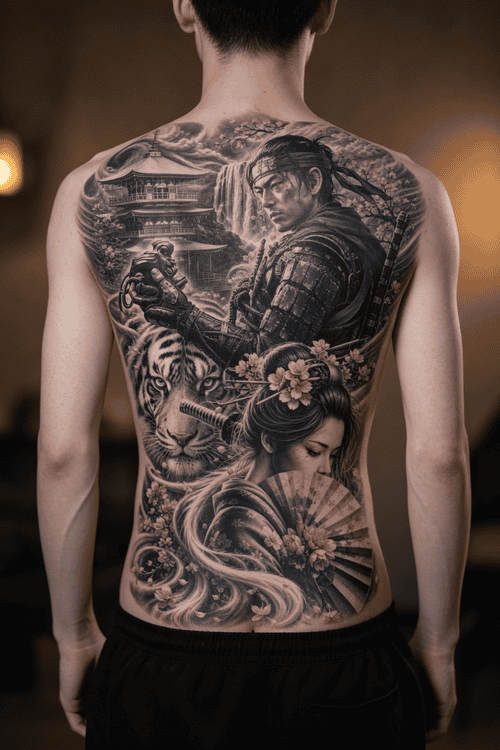 hình xăm samurai full lưng nhật bản đẹp