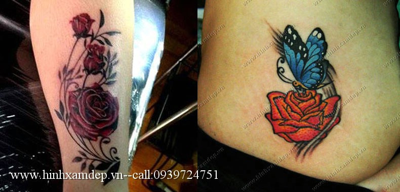 Hình xăm dán tattoo hoa hồng  Candyshop88