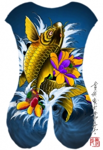 hình xăm toàn thân cá chép hoa sen 10