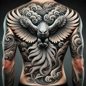 Mẫu Hình xăm phượng hoàng full lưng và điều cần biết