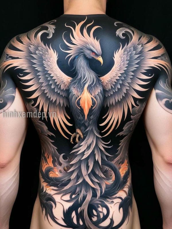 Hình xăm phượng hoàng ở lưng đẹp 2025