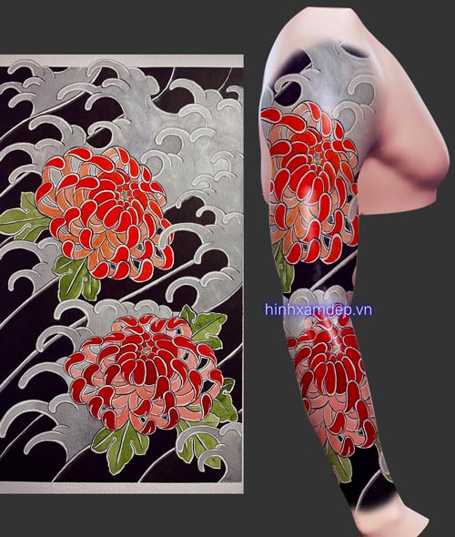 Hình xăm hoa cúc nhật cổ full tay: những mẫu thiết kết siêu đẹp 2025