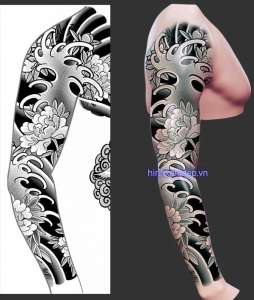 Hình xăm Nhật cổ full tay đen trắng: đẹp nhất 2025