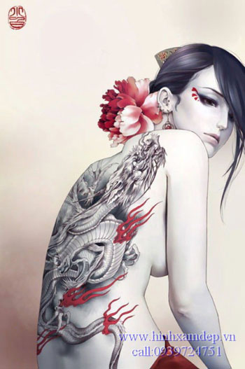 hình xăm geisha đùi (39)