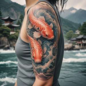 Hình xăm cá chép bắp tay đẹp nhất