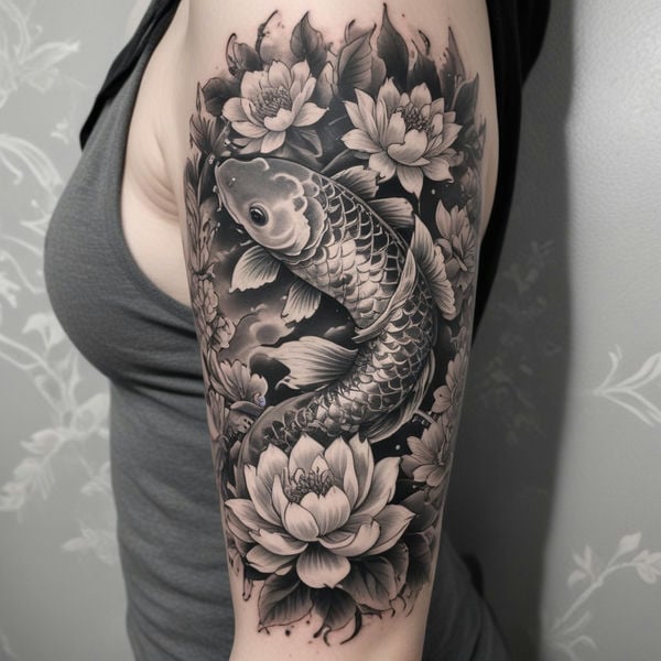 Những Hình xăm cá chép hoa sen ở tay đẹp 2025