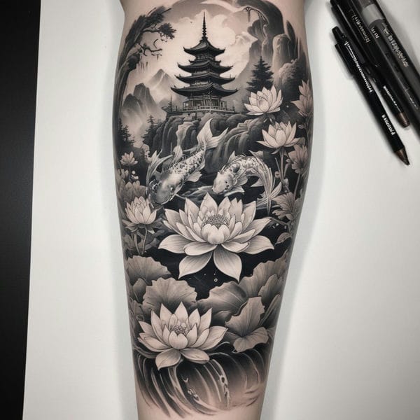 Tổng hợp mẫu Hình xăm cá chép ở chân đẹp nhất Tổng hợp mẫu Hình xăm cá chép ở chân đẹp nhất