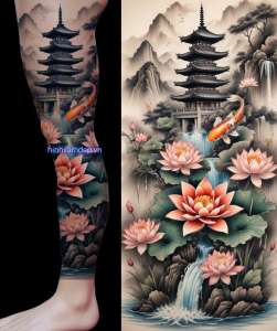 Toàn tập Hình xăm cá chép full chân đẹp, chất, ngầu