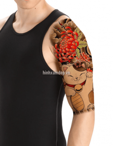 Hình Xăm Mèo Thần Tài Nhật Cổ - Biểu Tượng May Mắn Trong Nghệ Thuật Xăm